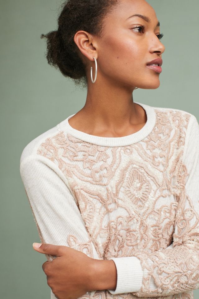 Sequined Damask Sweatshirt #1