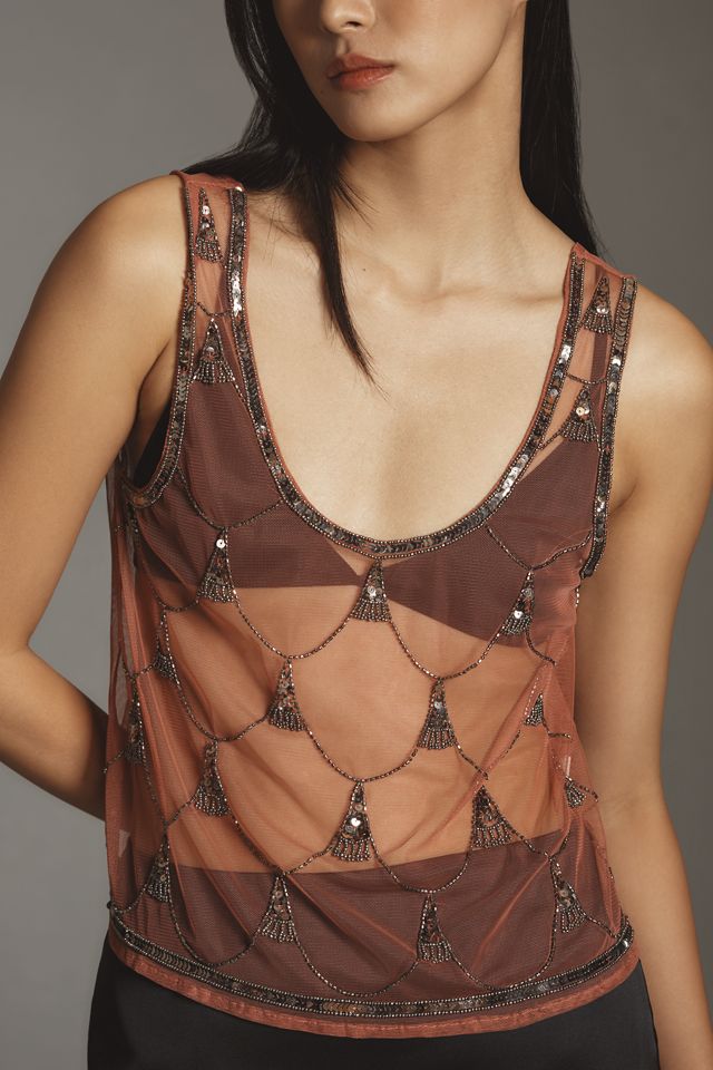 Mahila Beaded Sheer Tank #3