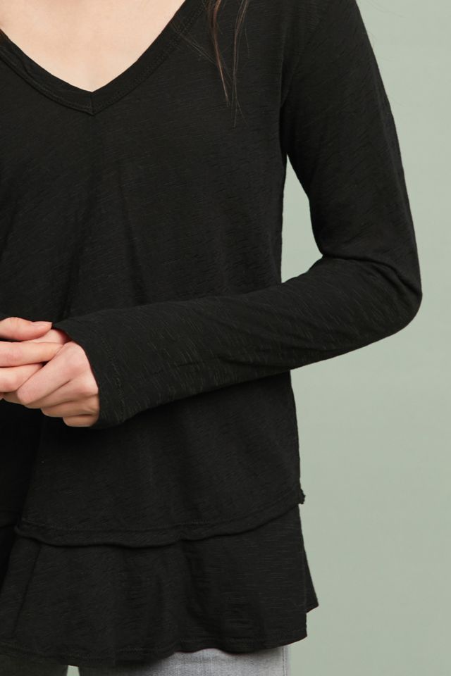 Ruffled V-Neck Tee #1