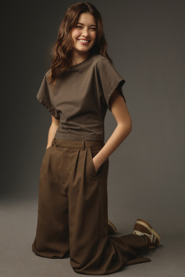 Agolde Britt Structured Tee In Brown