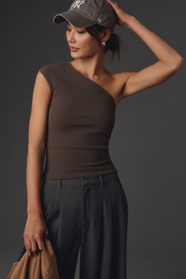 Agolde Brita One-shoulder Tank In Brown