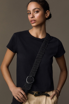 Shop Agolde Adine Cropped Tee In Black