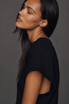 Agolde Meg Cotton Cap-sleeve T-shirt Top In Black
