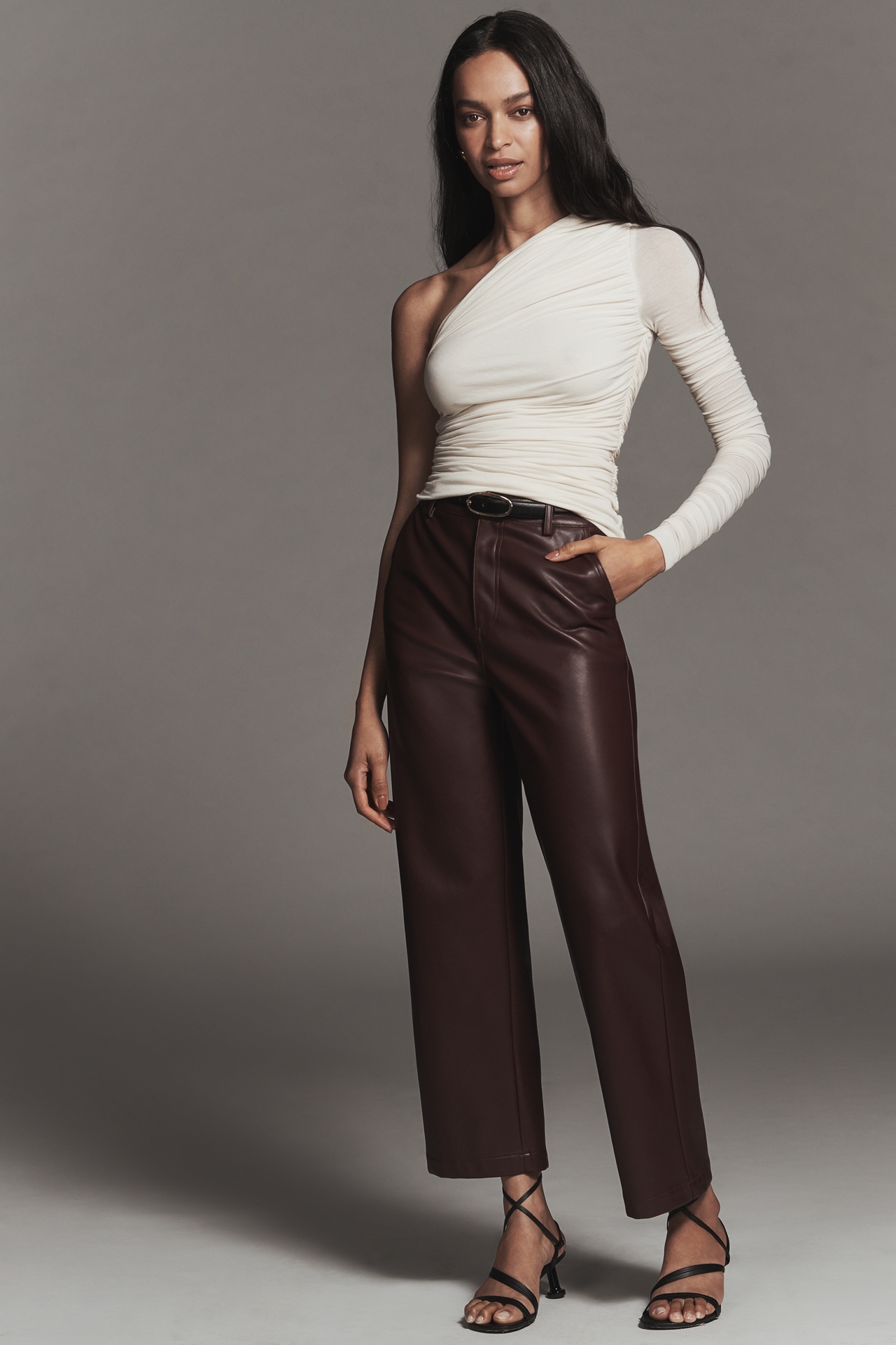 AGOLDE Annette One-Shoulder Ruched Top
