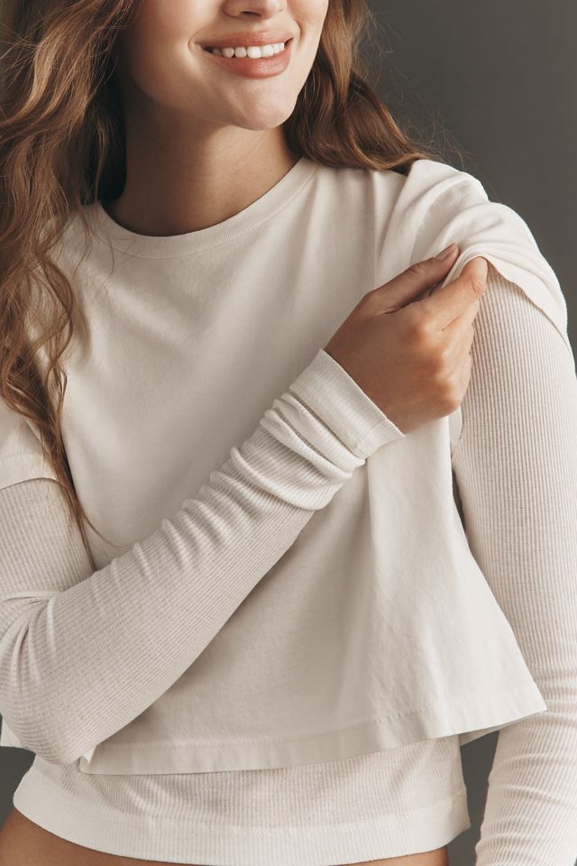 AGOLDE Romily Layered Long-Sleeve Organic Cotton Tee #1
