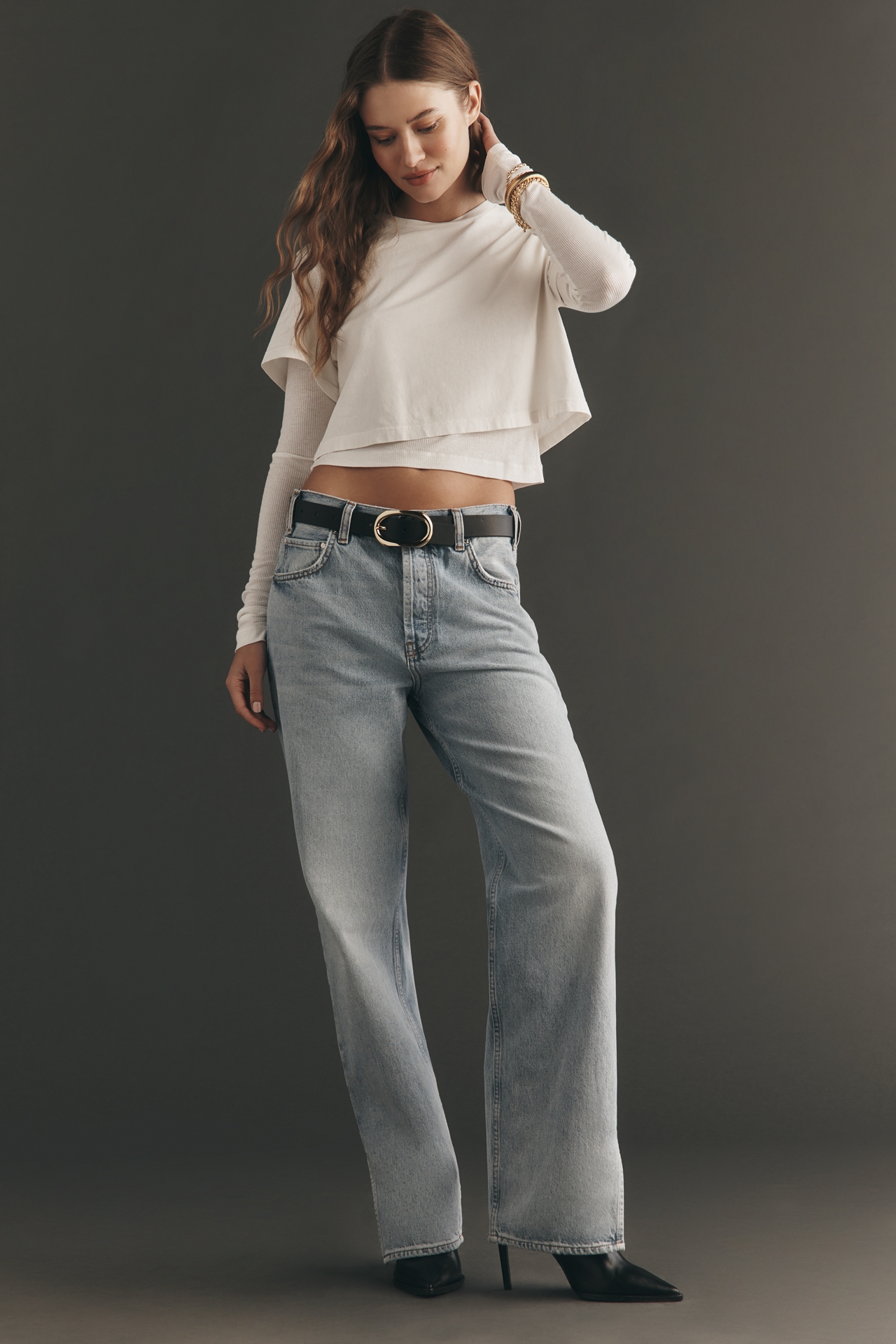 AGOLDE Romily Layered Long-Sleeve Organic Cotton T-Shirt