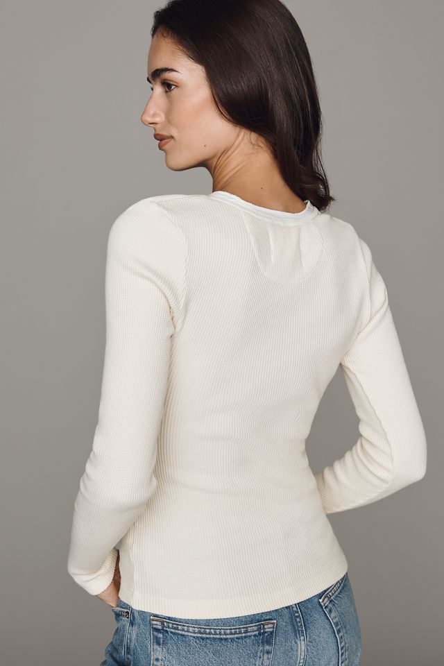 Citizens of Humanity Drea 100% Cotton Waffle Henley Top #1
