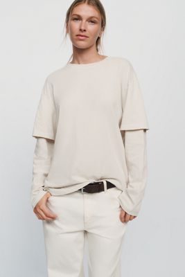 AGOLDE Lois 100% Cotton Layered Tee