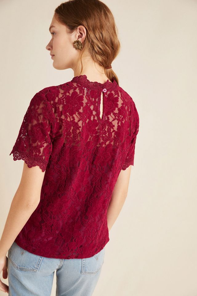 Teresa Mock Neck Lace Top #1