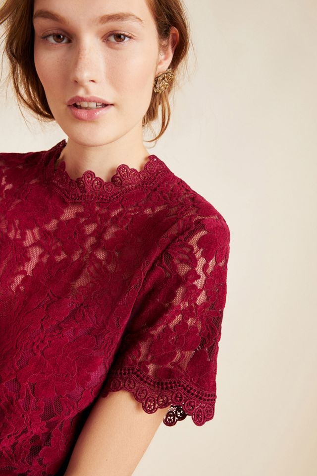 Teresa Mock Neck Lace Top #2