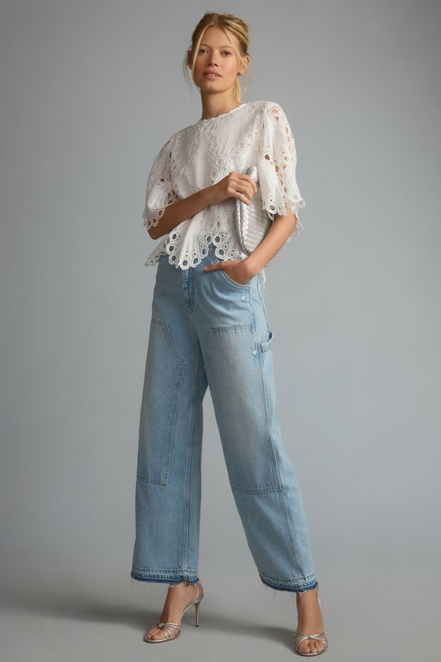 Blue Tassel Eyelet Top #1