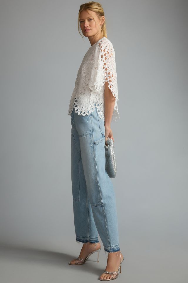 Blue Tassel Eyelet Top