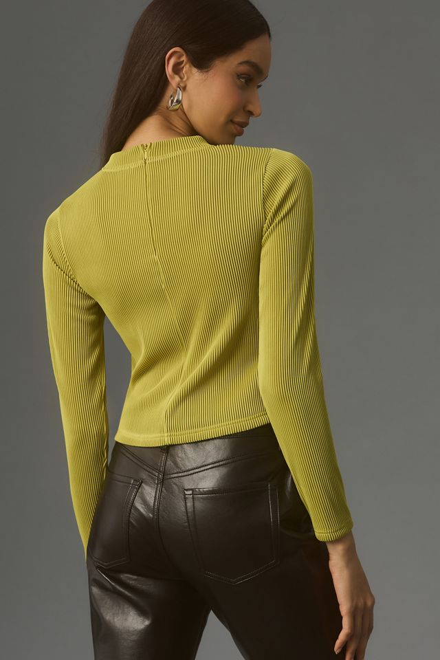 Blue Tassel Long-Sleeve Ribbed Corset Top | Anthropologie