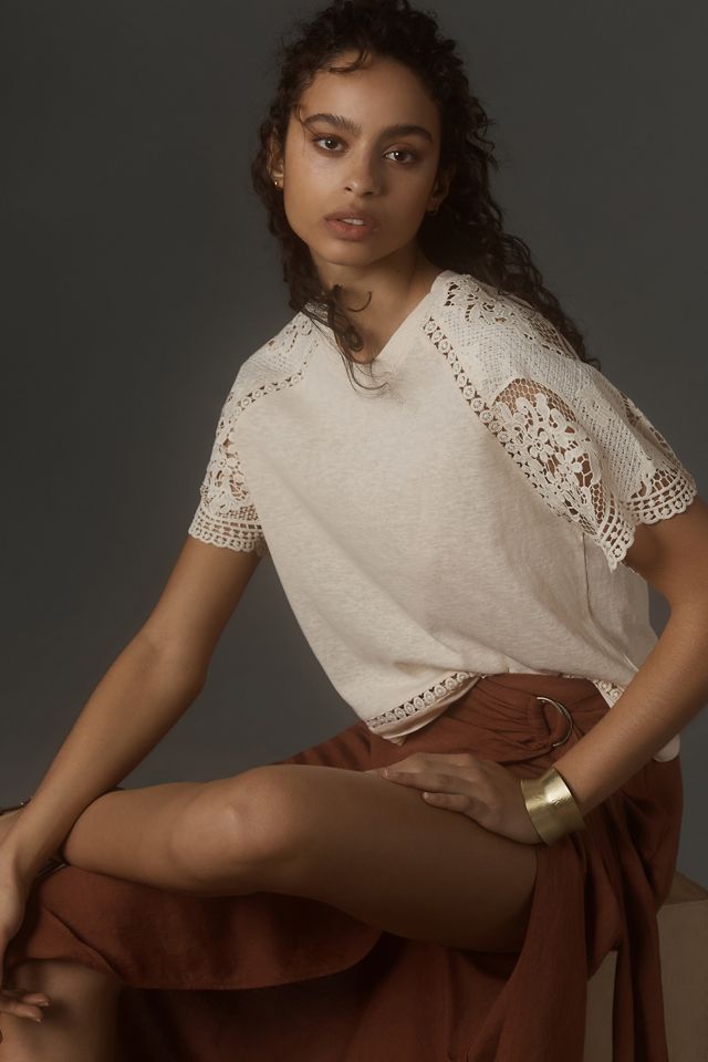 Blue Tassel Crochet-Sleeve Top #3