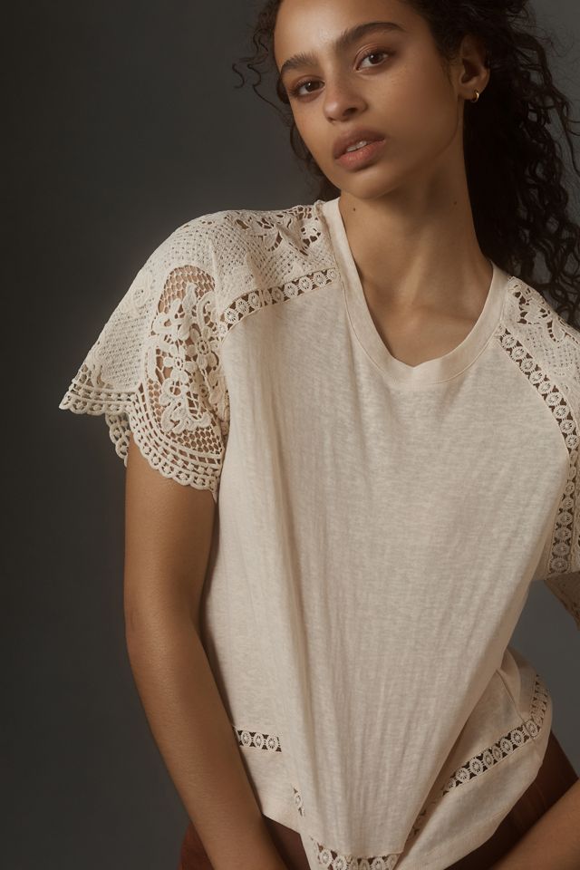 Blue Tassel Crochet-Sleeve Top #4