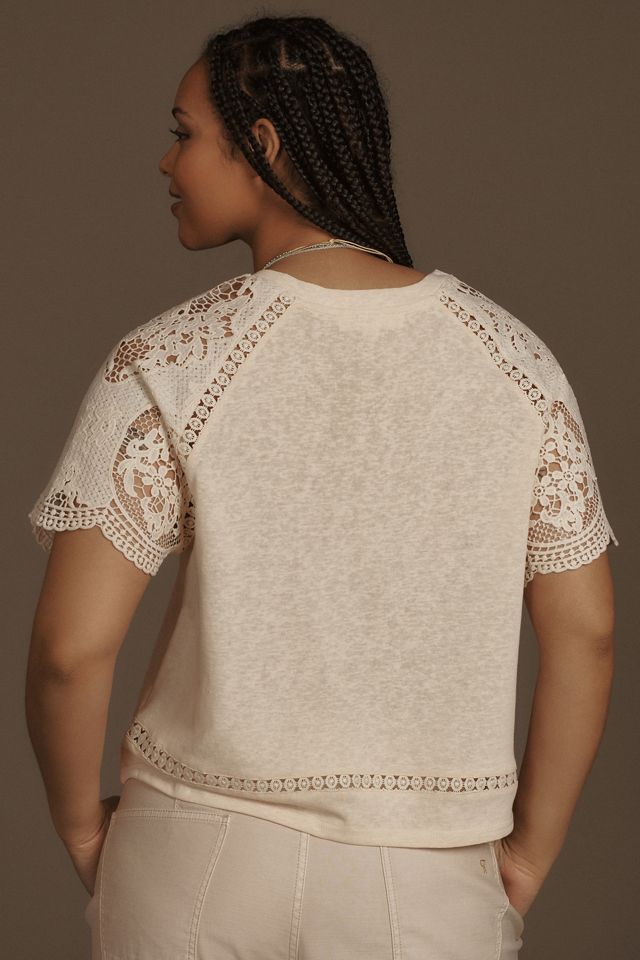 Blue Tassel Crochet-Sleeve Top #7