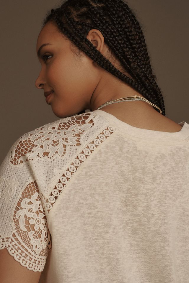 Blue Tassel Crochet-Sleeve Top #9