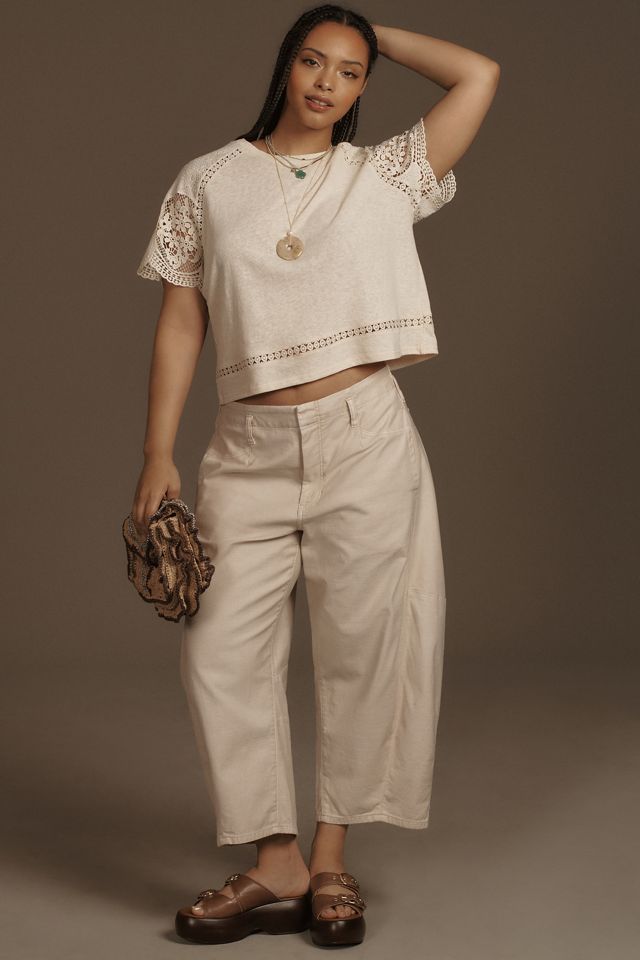 Blue Tassel Crochet-Sleeve Top #6