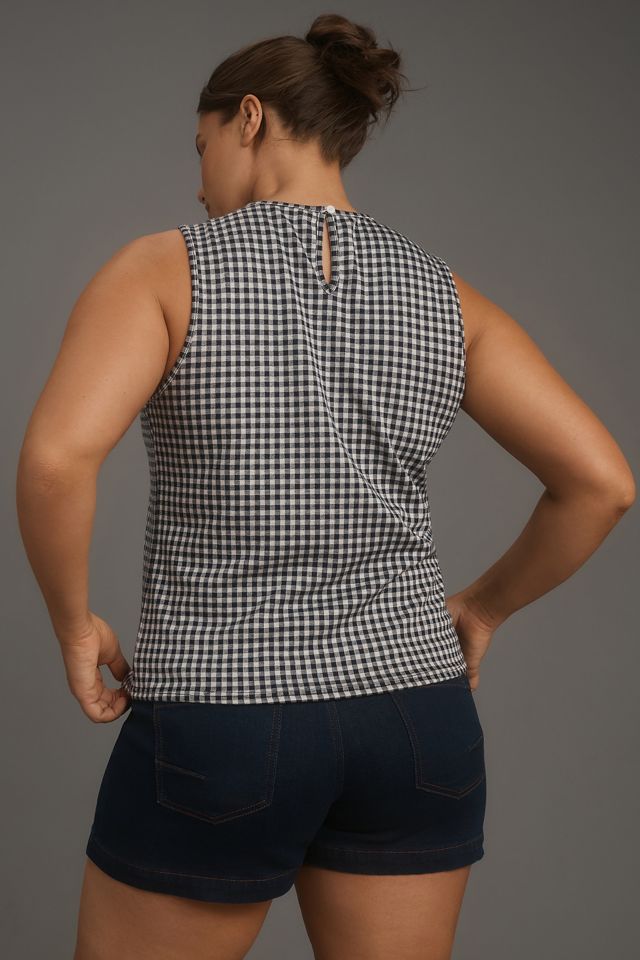 Blue Tassel Gingham Bow Tank #5