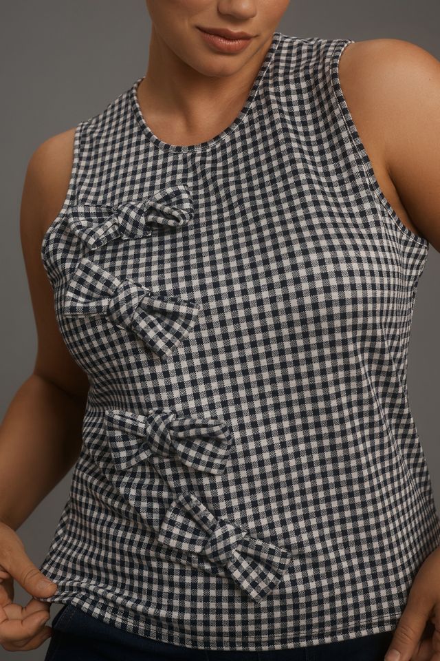 Blue Tassel Gingham Bow Tank #7