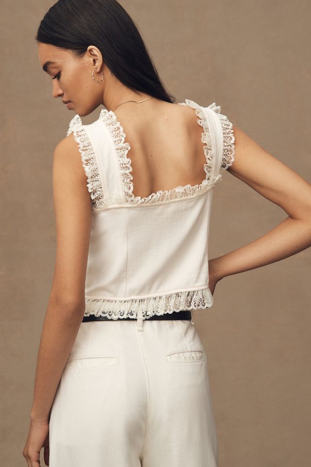 Blue Tassel Lace Tie-Front Tank #2