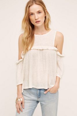 Ruffled Open-Shoulder Top