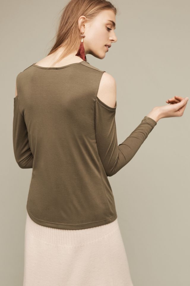 Drew Open-Shoulder Top, Green #4