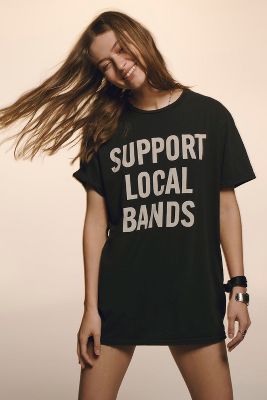Retro Brand Support Local Bands Graphic Tee In Black