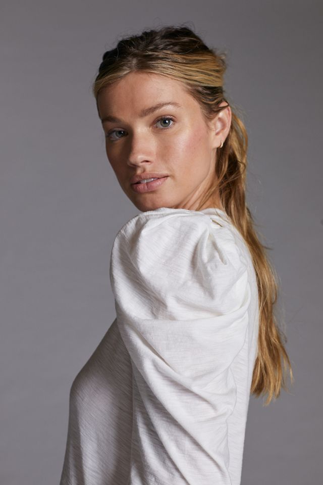 New color] Asymmetric Cotton-blend Jersey Top