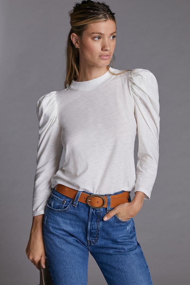 New color] Asymmetric Cotton-blend Jersey Top