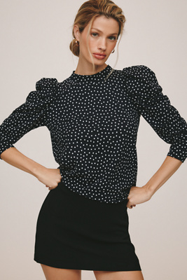 Nation Los Angeles Zeta Puff-sleeve Top In Blue
