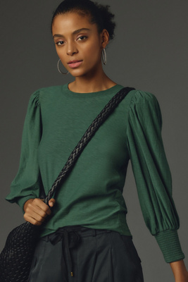 Nation Ltd Loren Puff-sleeve Tee In Green