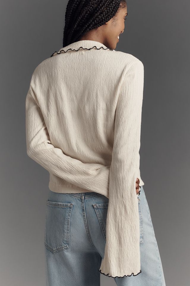 Nation Los Angeles Daisy Oversized Collar Button-Front Top #1