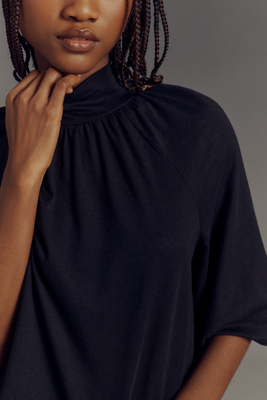 Verdusa Women's Plus Size Floral Mesh Top - Mock Neck Bell Sleeve Crop Top