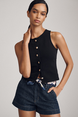 NATION LTD ABBIE BUTTON-FRONT TANK TOP 