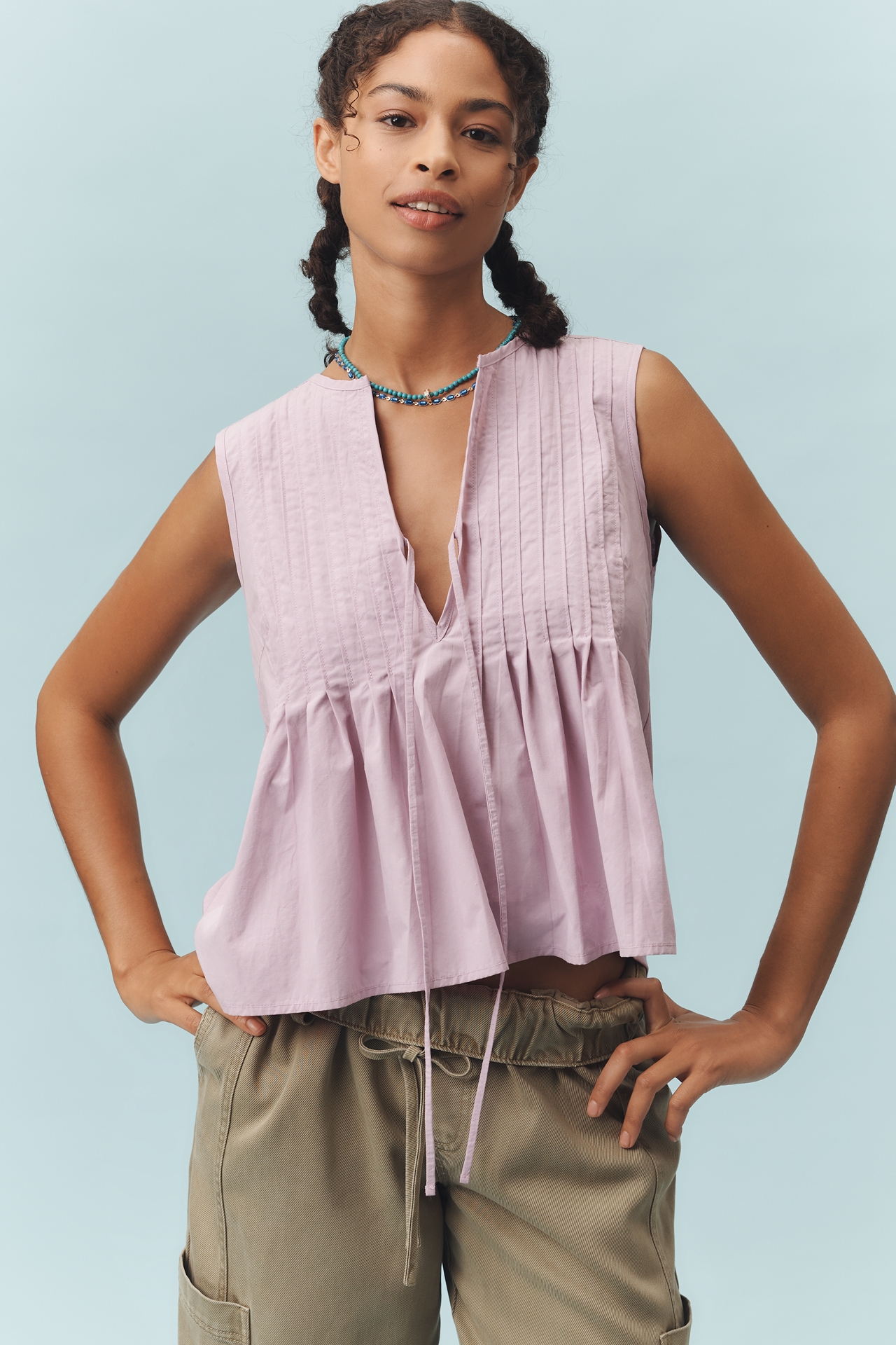 Nation Los Angeles Ali Sleeveless Tie-Front Top