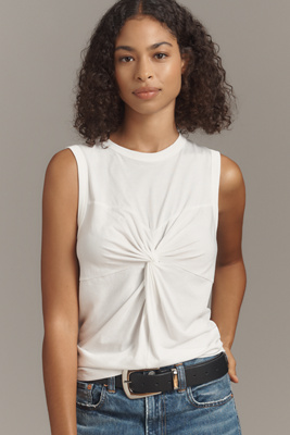 Nation Los Angeles Neve Ruched Tank Top In White