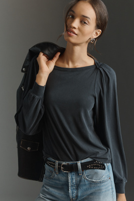 Nation Los Angeles Sammy Envelope-neck Top In Blue