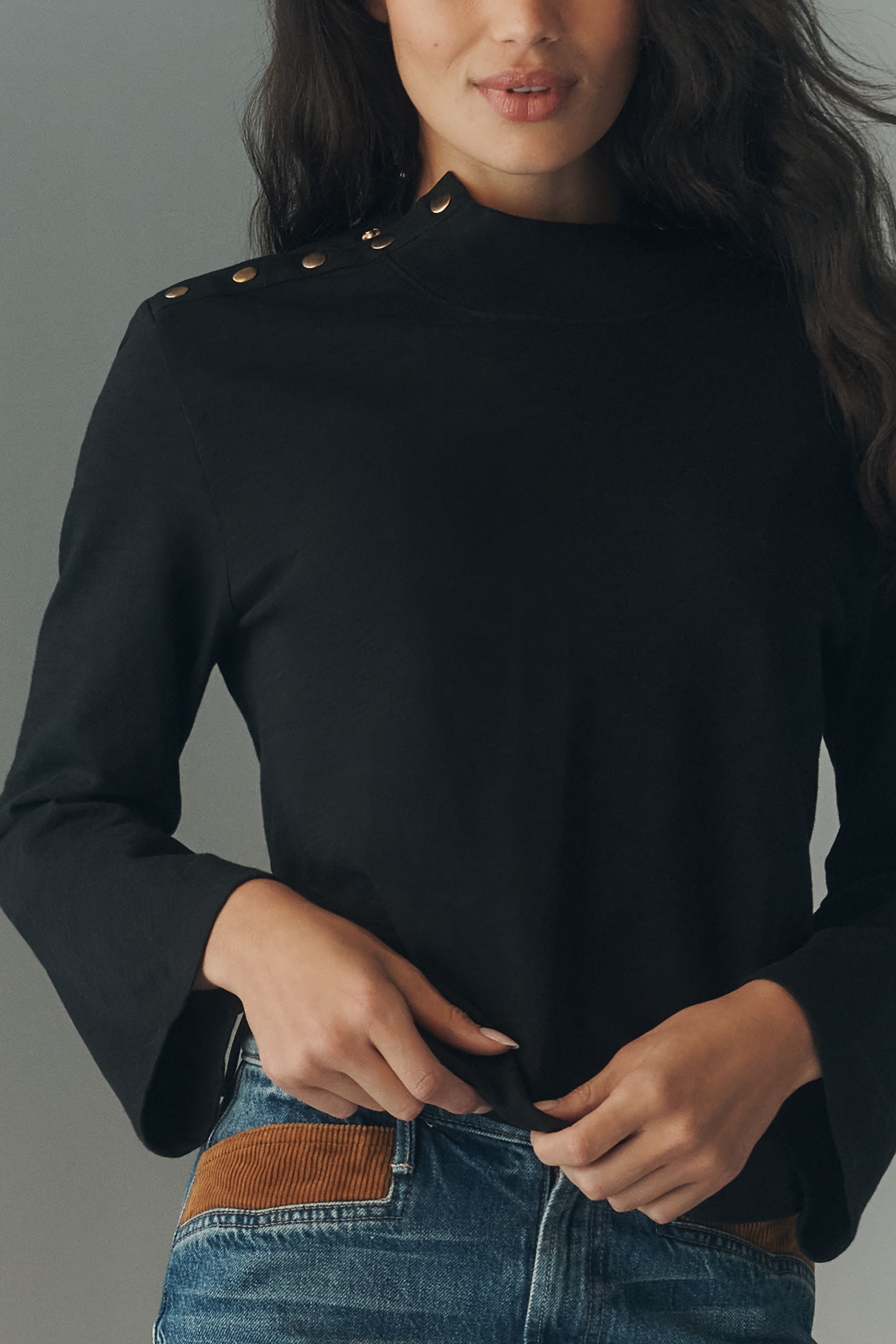 Nation Los Angeles Neda Long-Sleeve Snap Top