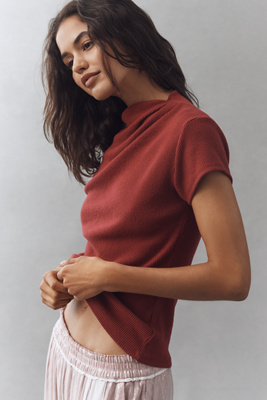 Nation Los Angeles Katie Short-sleeve Draped Top In Red