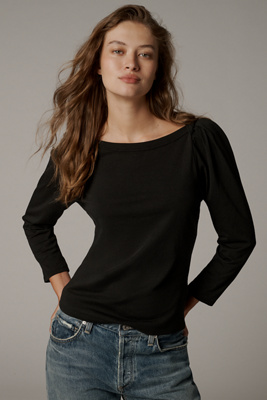 Nation Los Angeles Amelie Envelope-neck Top In Black