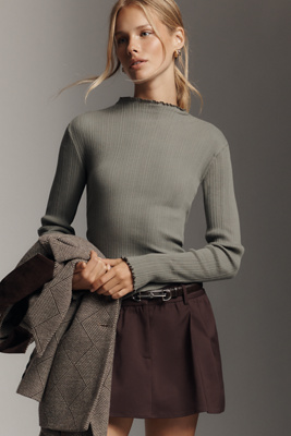 Nation Los Angeles Brenna Long-sleeve Mock-neck Top In Gray