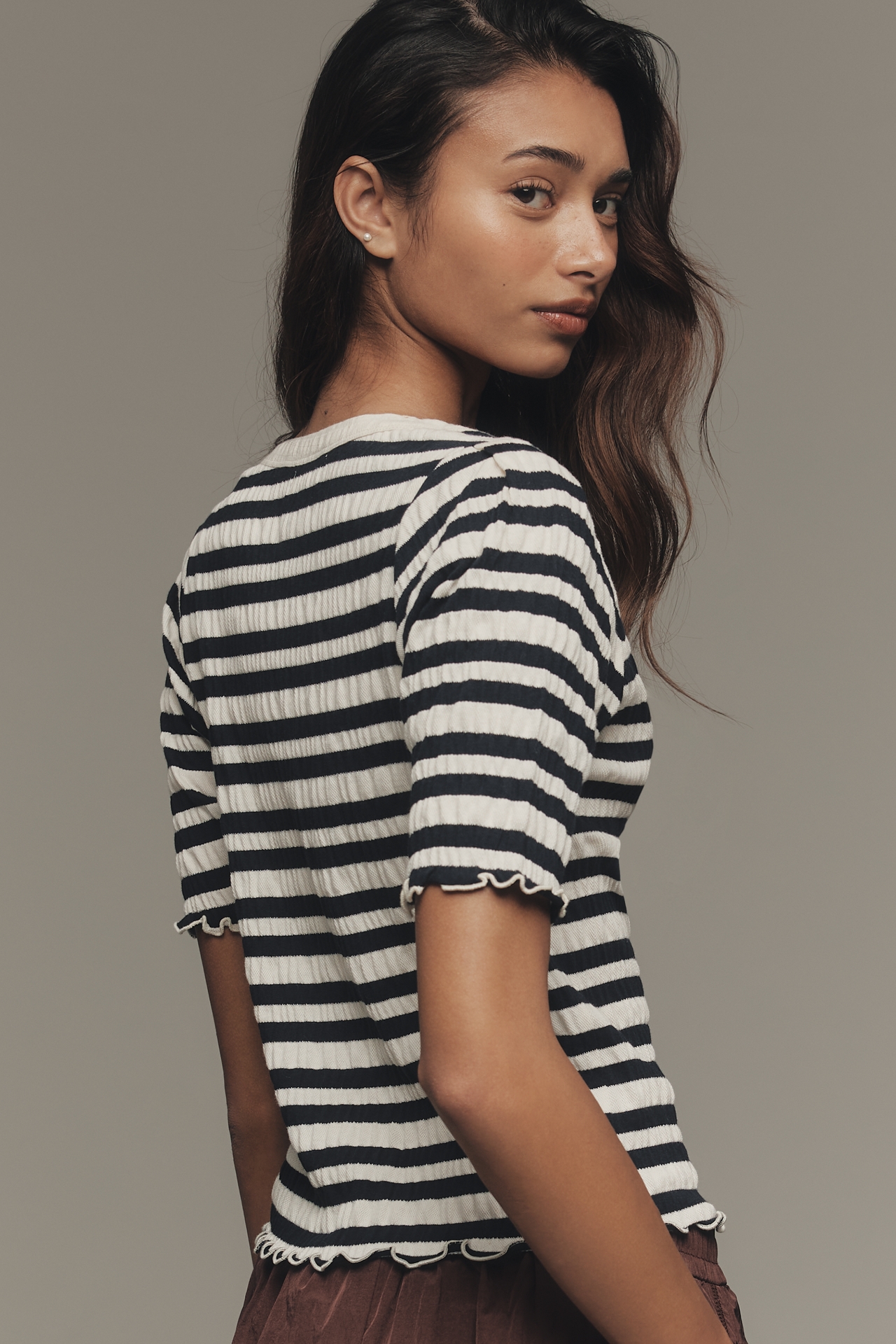 Nation Los Angeles April Ruched Half-Sleeve Top