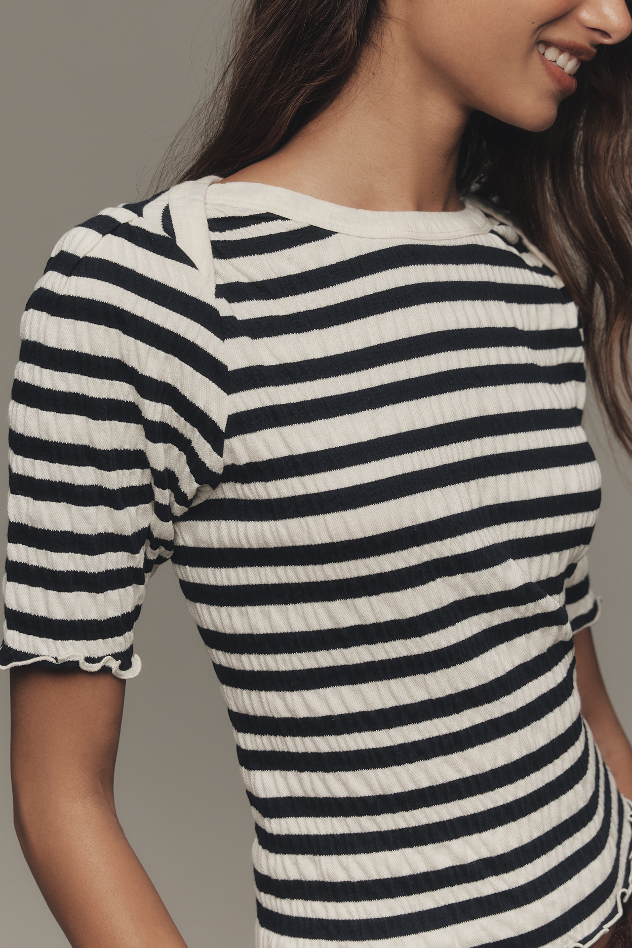 Nation Los Angeles April Ruched Half-Sleeve Top