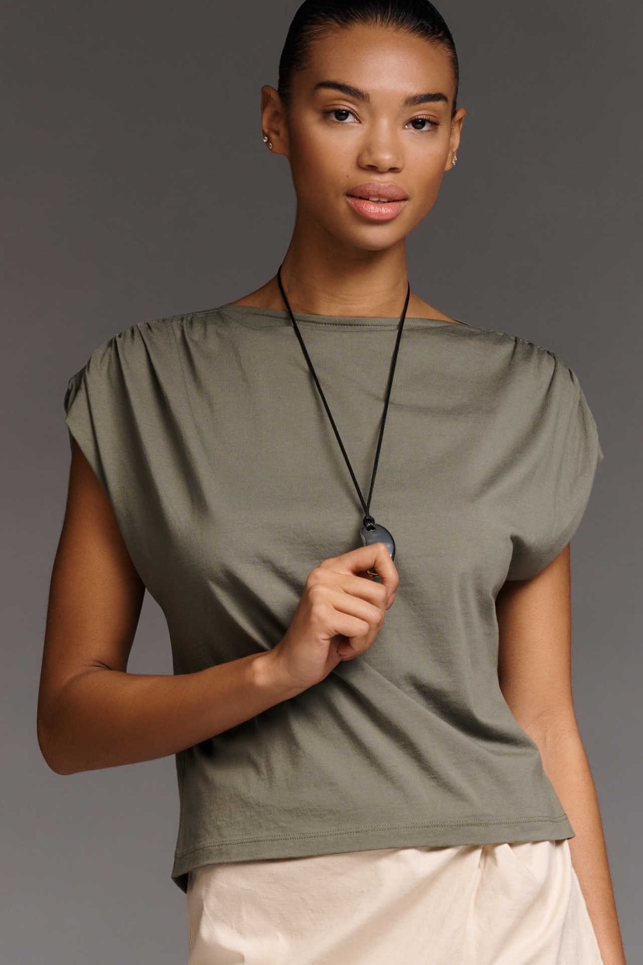 Nation Los Angeles Cotton Rebecca Boat-Neck Top