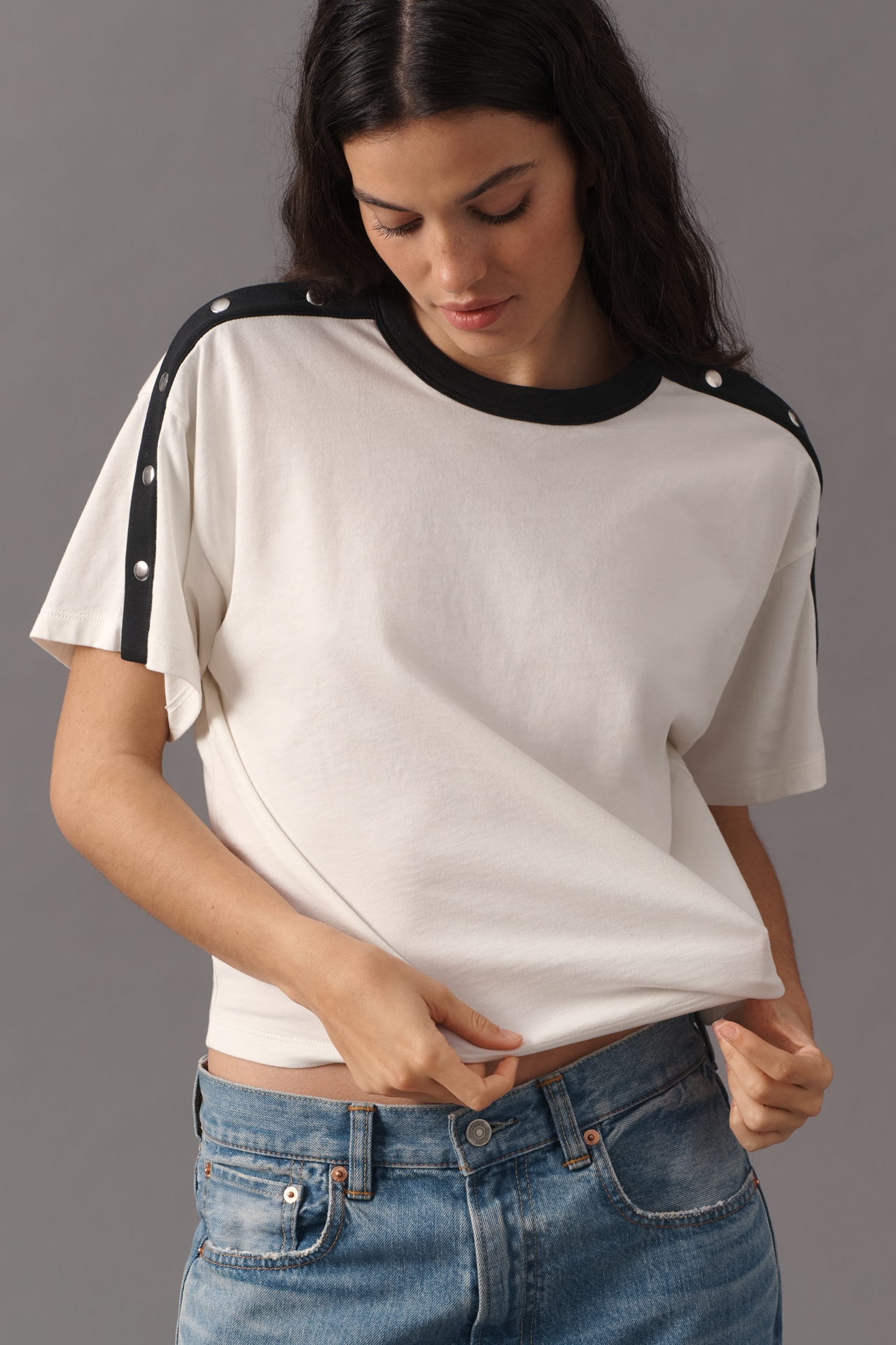 Nation Los Angeles Ada Button-Sleeve Tee