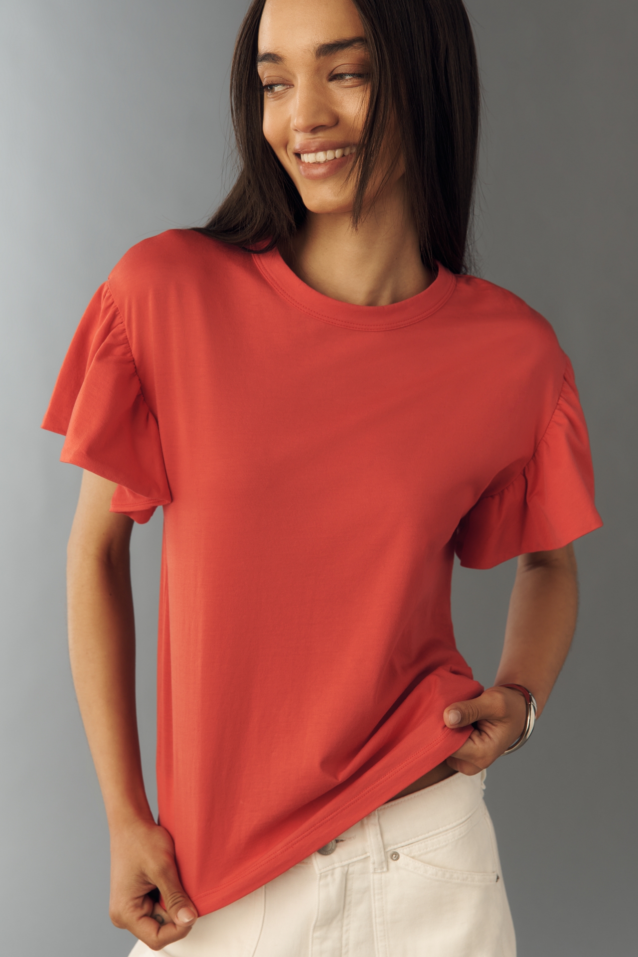 Nation Los Angeles Camille Flutter-Sleeve Tee