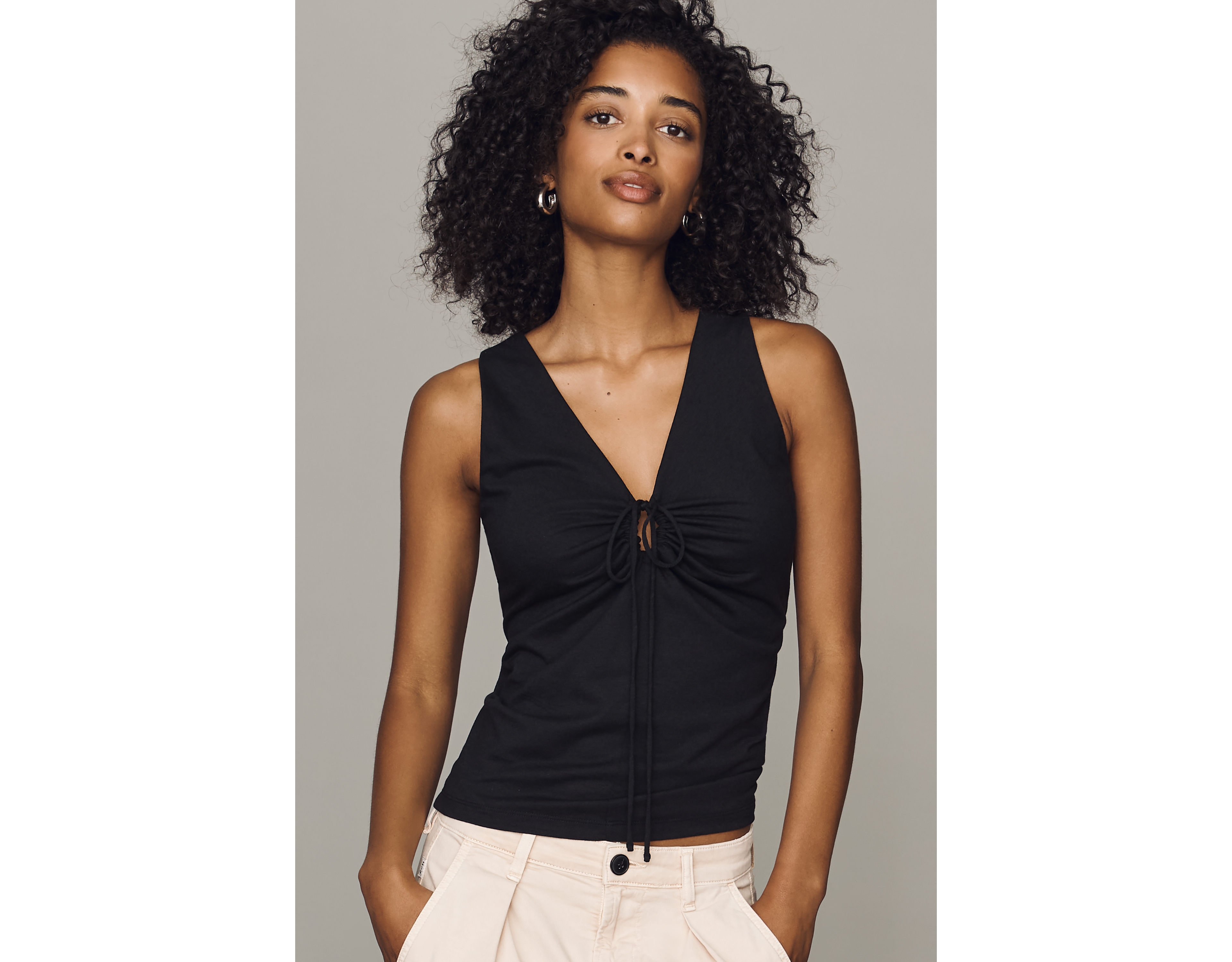 Nation Los Angeles Gracie 100% Cotton Tie-Front Top