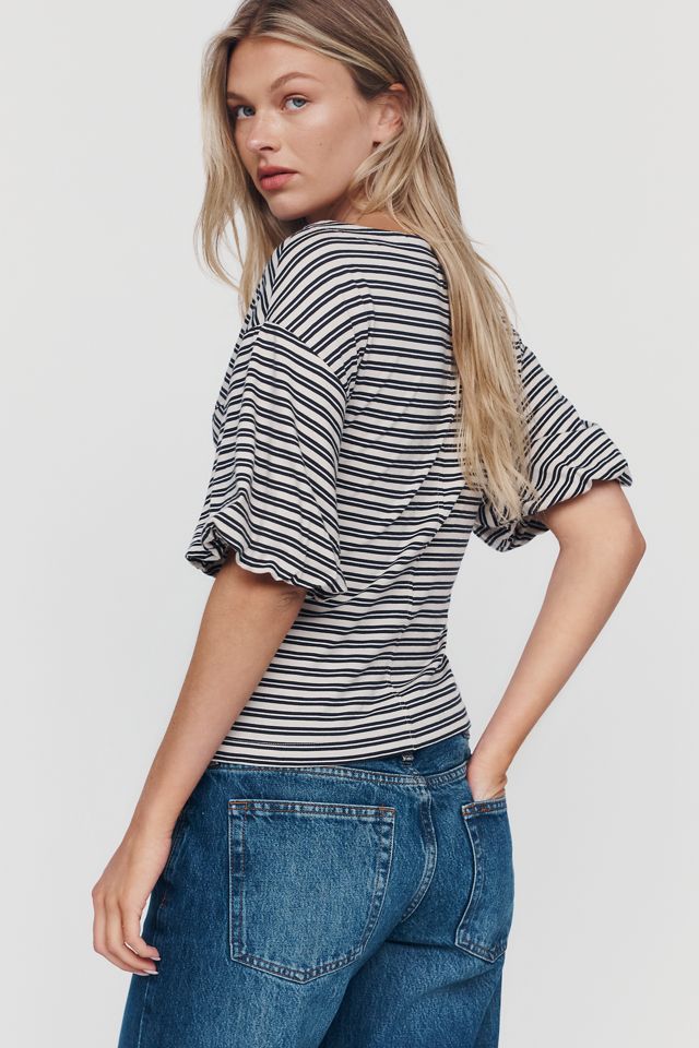 Nation Los Angeles Sophia 100% Cotton Puff Sleeve Tee #1