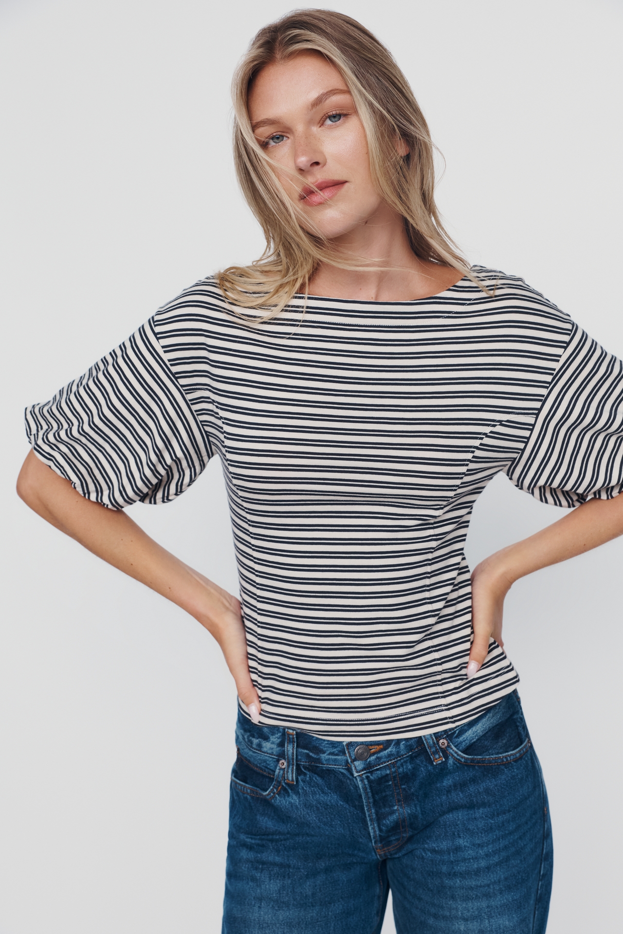 Nation Los Angeles Sophia 100% Cotton Puff Sleeve Tee
